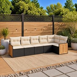 6 Piece Modular Outdoor Furniture Set in Black