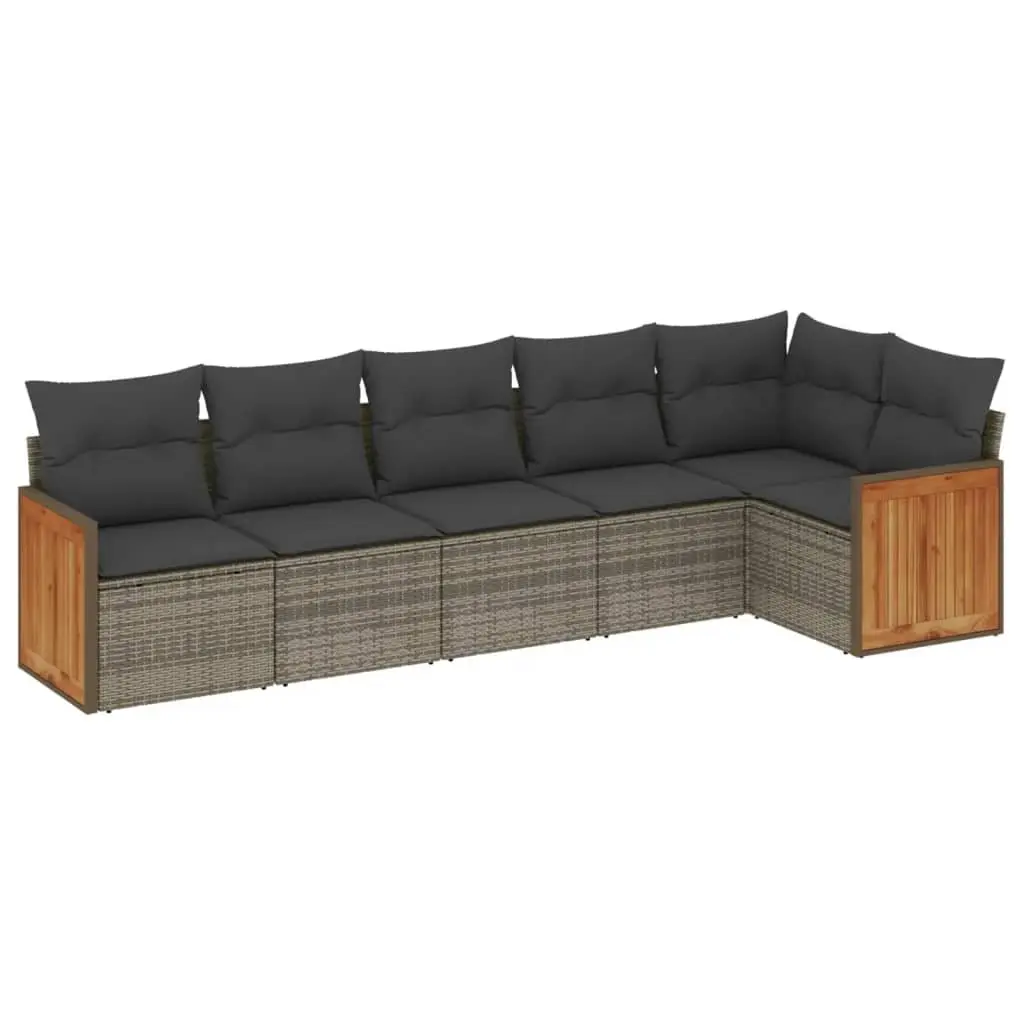Garden Sofa Set 6 Piece Outdoor Furniture Patio Seating Grey with Cushions