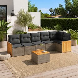 7 Piece Grey Garden Sofa Set: Dimensions and Features