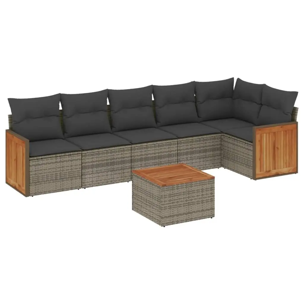 7 Piece Garden Sofa Set Grey Outdoor Furniture Patio Sectional with Cushions