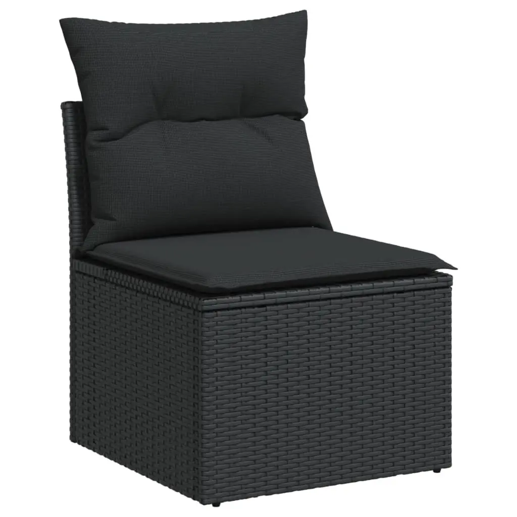 6 Piece Modular Garden Sofa Set, Black Poly Rattan