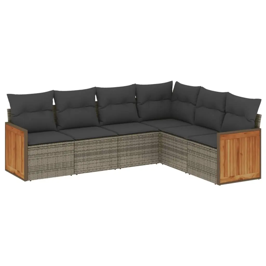 6 Piece Grey Garden Sofa Set