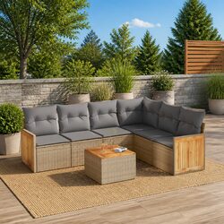 Specifications of 7 Piece Garden Sofa Set with Beige Cushions