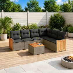 Specifications for 7 Piece Garden Sofa Set - Grey Cushions