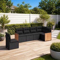 Specifications of 6 Piece Outdoor Sofa Set in Black Rattan
