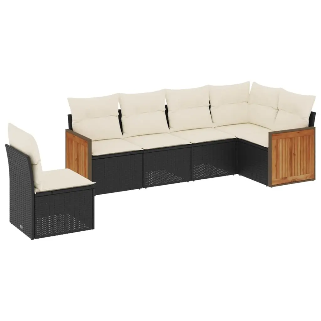 Garden Sofa Set Outdoor Furniture Modular 6 Piece Black Cushions