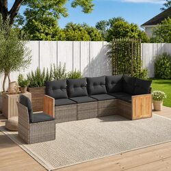 Garden Sofa Set: 6-Piece Grey Modular Outdoor Furniture