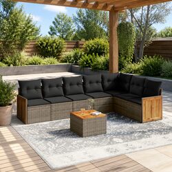 Garden Sofa Set Specifications: 8 Pieces in Grey