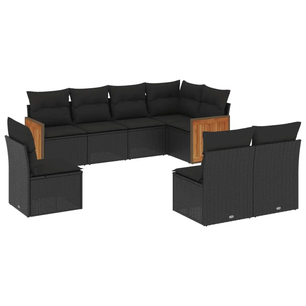 Garden Sofa Set 8 Piece Outdoor Furniture with Cushions Black Modular Patio