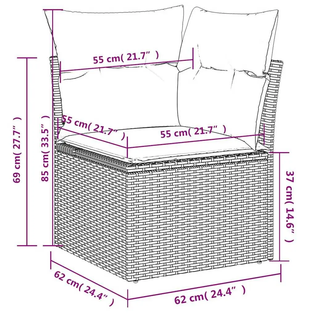 Garden Sofa Set 8 Piece Outdoor Furniture with Cushions Black Modular Patio