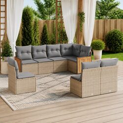 Outdoor Garden Sofa Set 8 Piece Modular Patio Furniture with Cushions Beige