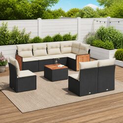9 Piece Garden Sofa Set: Durable PE Rattan & Acacia Wood
