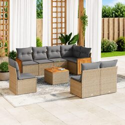 Specifications of 9 Piece Garden Sofa Set with Beige Cushions