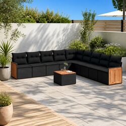 Garden Sofa Set - 10 Piece Black Outdoor Furniture