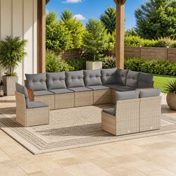 Detailed Specs: 10-Piece Beige Outdoor Sofa Set