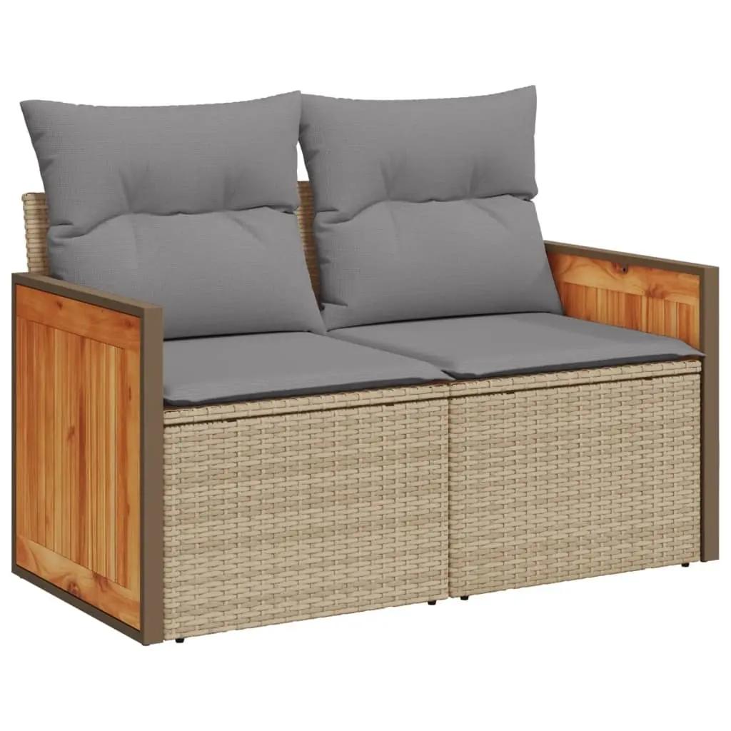 Garden Sofa Set 10 Piece Outdoor Furniture Beige Poly Rattan Modular Cushioned