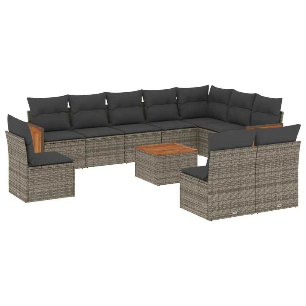 Garden Sofa Set Outdoor Furniture 11 Piece Modular Grey Poly Rattan