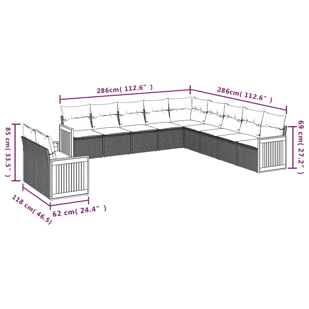 11-Piece Modular Garden Sofa Set