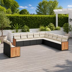 Detailed Specifications for 11 Piece Black Garden Sofa Set
