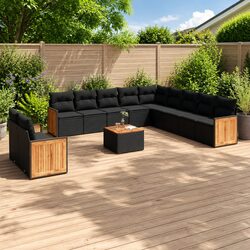 Specifications for 12 Piece Black Garden Sofa Set