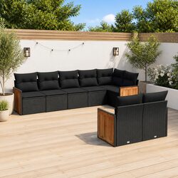 Specifications for 8-Piece Black Garden Sofa Set