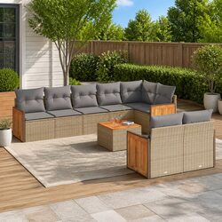 9-Piece Outdoor Sofa Set with Modular Design and Beige Cushions