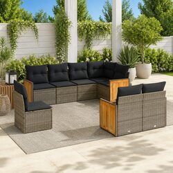 Garden Sofa Set 8 Piece Outdoor Furniture Grey Poly Rattan Modular Patio Lounge
