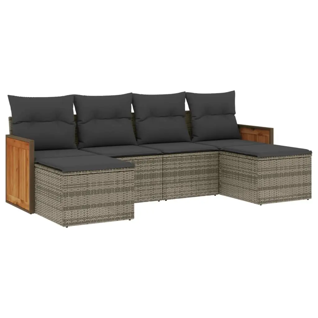 6-Piece Grey Garden Sofa Set