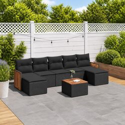 Specifications of 8 Piece Black Garden Sofa Set with Cushions