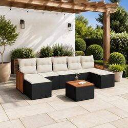 Specifications of 8 Piece Black Poly Rattan Sofa Set