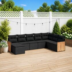 Garden Sofa Set 8 Piece Outdoor Furniture Patio Seating Black with Cushions