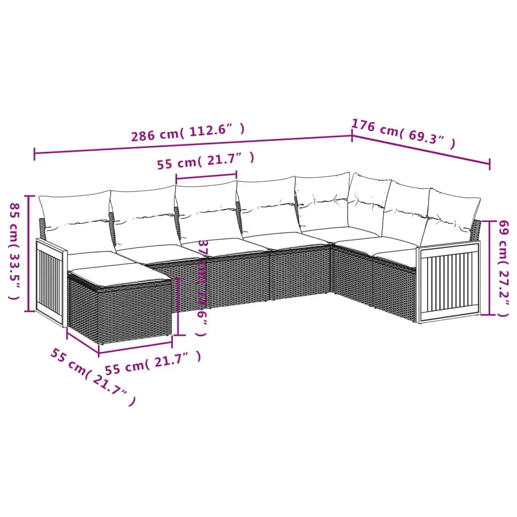 Garden Sofa Set 8 Piece Outdoor Furniture Patio Grey Rattan Modular
