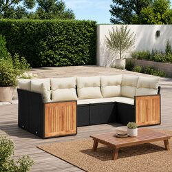 6-Piece Garden Sofa Set Specifications – Black Poly Rattan