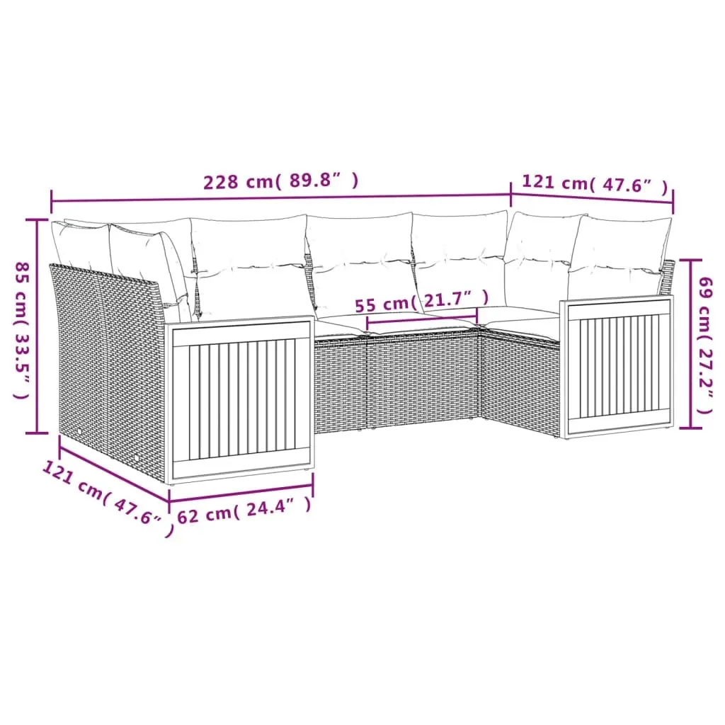 Garden Sofa Set Outdoor Furniture Patio Seating Grey 6 Piece