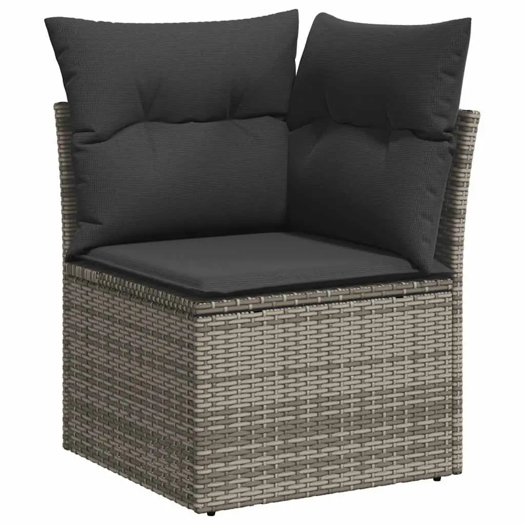 7 Piece Outdoor Garden Sofa Set Patio Furniture with Cushions Black Poly Rattan