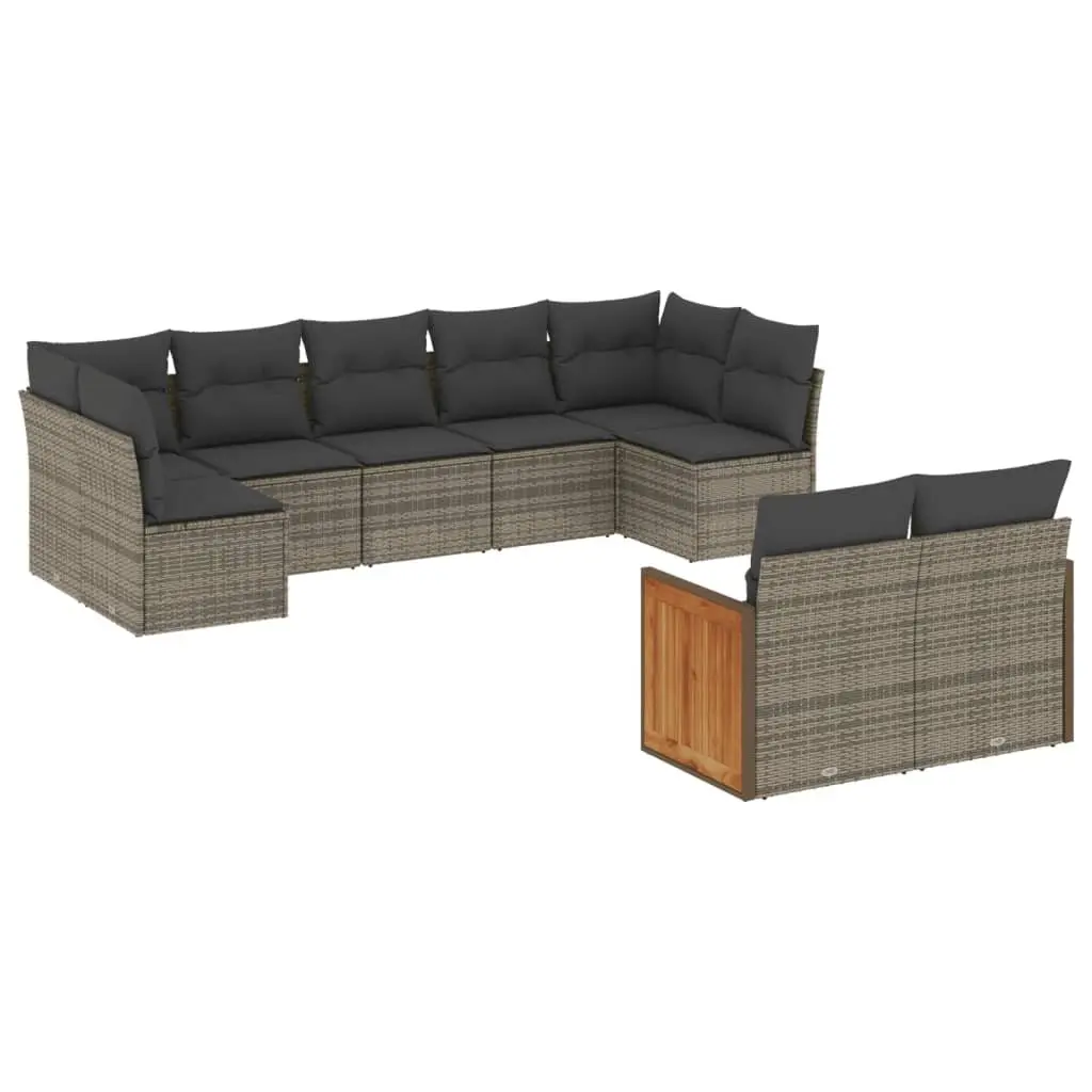 Garden Sofa Set Outdoor Furniture Patio 9 Piece Grey Poly Rattan Modular