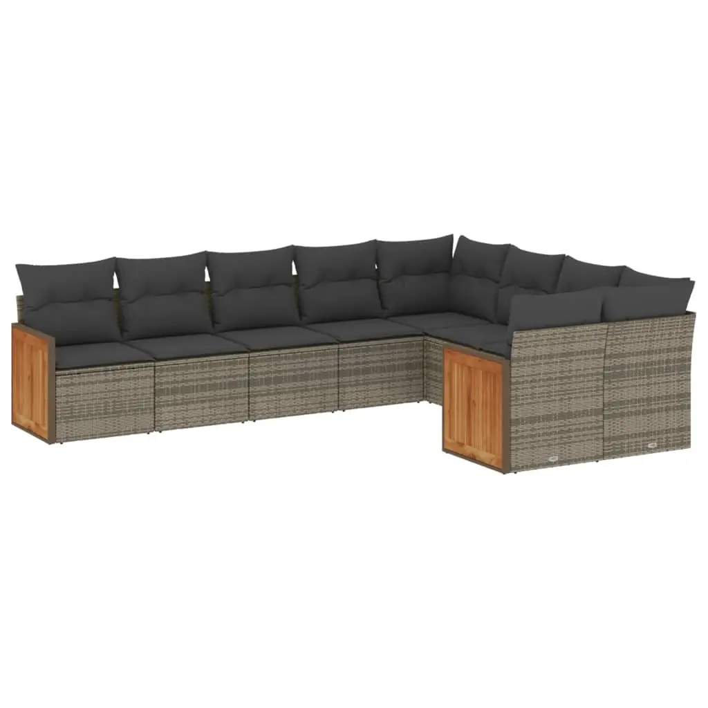 Garden Sofa Set Outdoor Furniture 9 Piece Patio Lounge Seating Grey Cushions