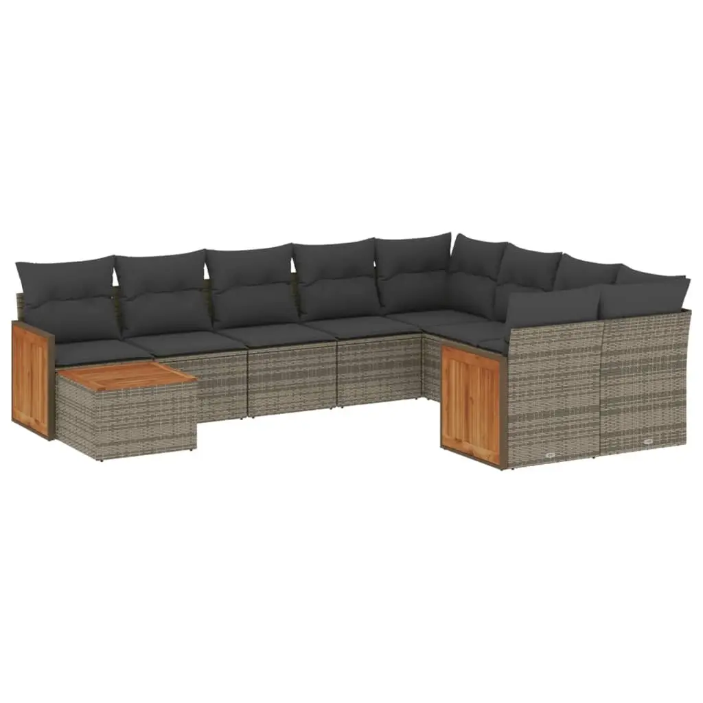 Garden Sofa Set 10 Piece Outdoor Patio Furniture Grey Rattan