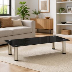 TV Stand Black Tempered Glass Modern Living Room Media Console Display Unit