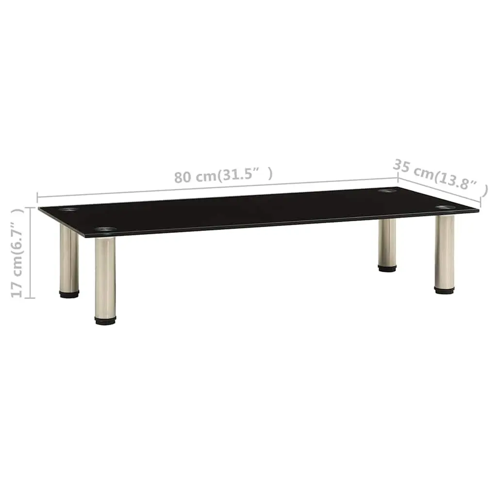 TV Stand for Living Room Bedroom Black Tempered Glass 80 x 35 x 17 cm