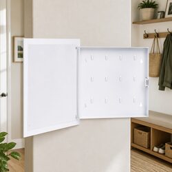 Key Box with Magnetic Board 35x35cm - 12 Hooks Included