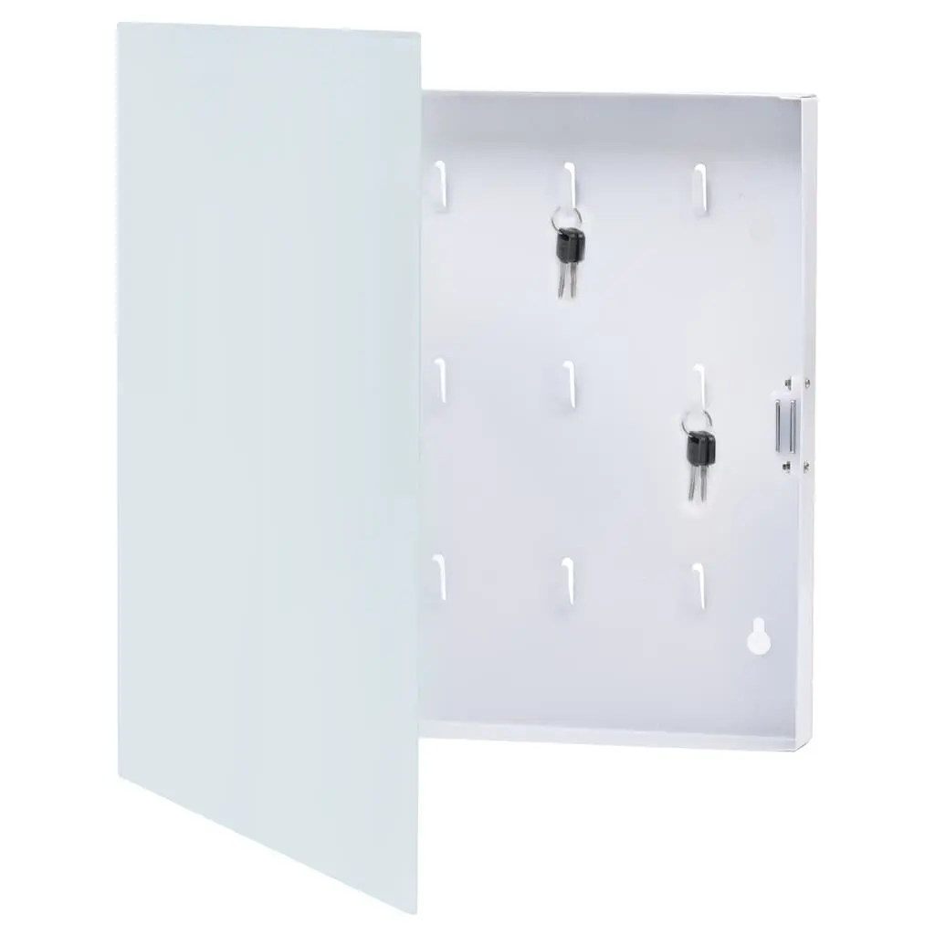 Key Box Wall Mount White Magnetic Board 35x35cm Home Office Storage Organizer