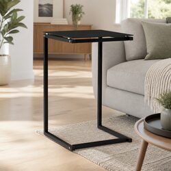 Dimensions and Specs: Black Glass Side Table