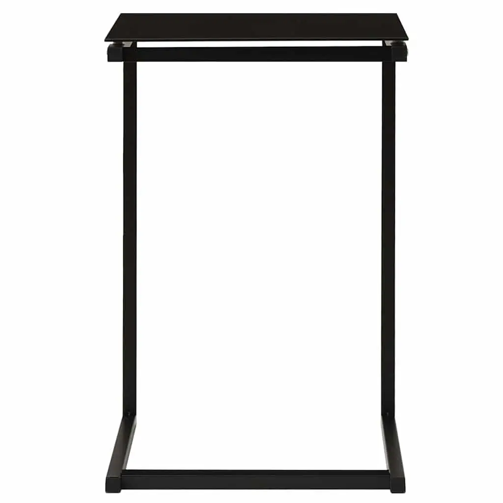 Side Table Black Tempered Glass Modern Accent End Table Living Room Furniture