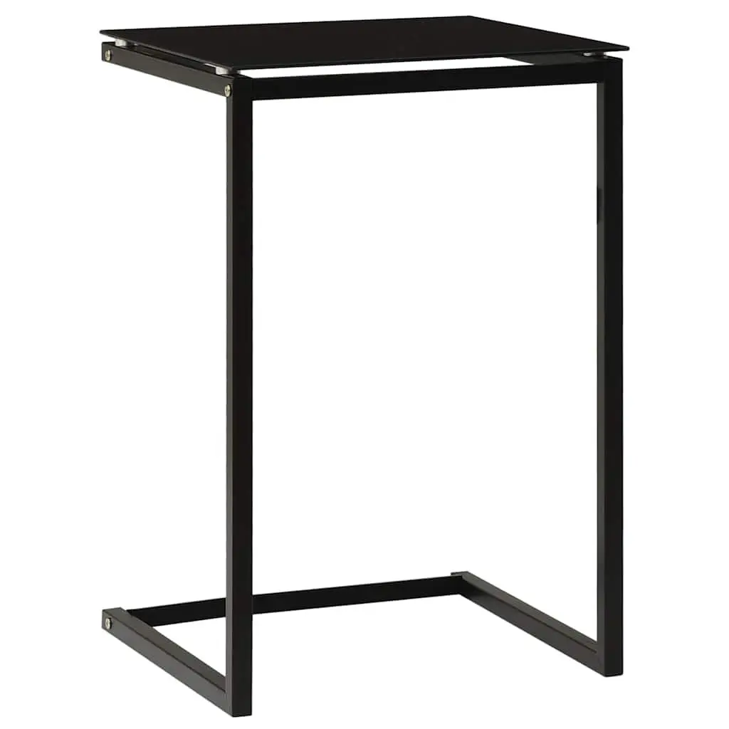 Side Table Black Tempered Glass Modern Accent End Table Living Room Furniture