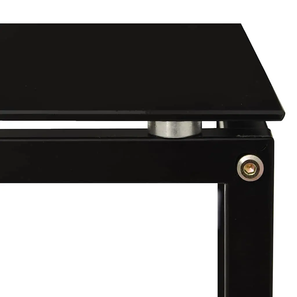 Side Table Black Tempered Glass Modern Accent End Table Living Room Furniture