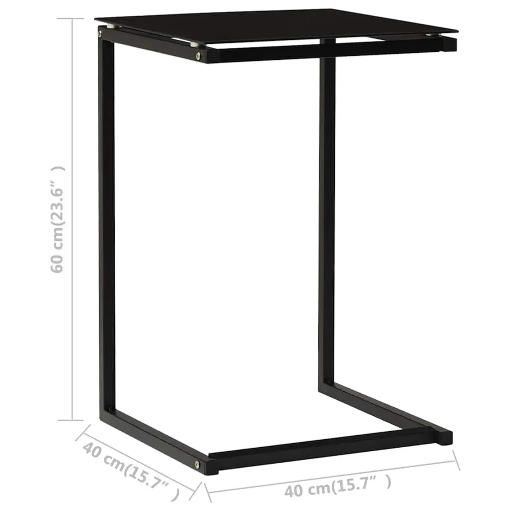 Side Table Black Tempered Glass Modern Accent End Table Living Room Furniture