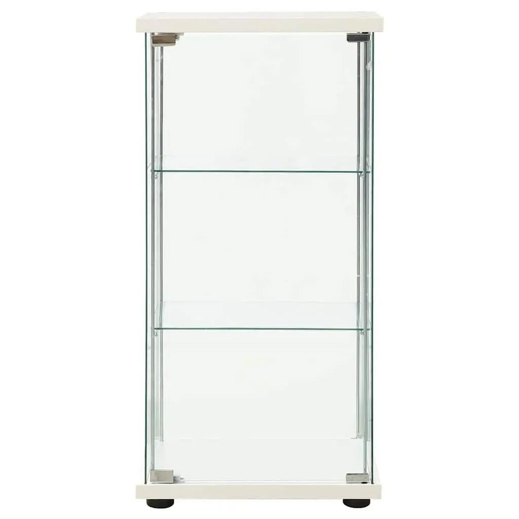 White Storage Cabinet with Glass Shelves