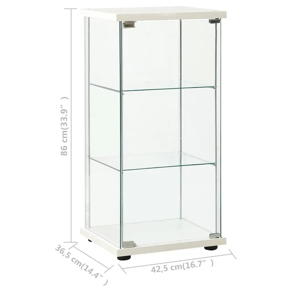 White Storage Cabinet with Glass Shelves