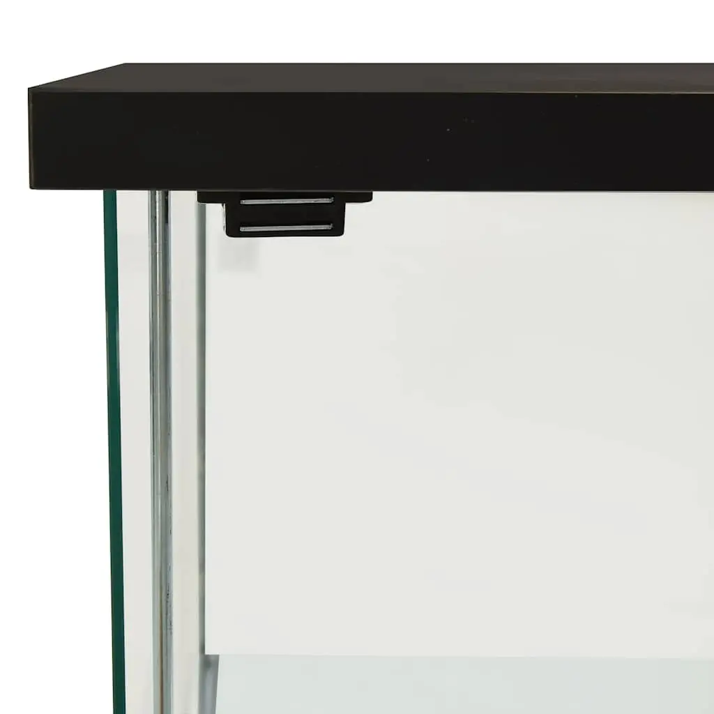 Black Storage Cabinet with Multiple Tempered Glass Shelves